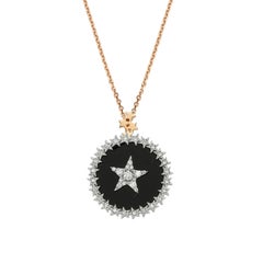 Bee Goddess Rose Gold White Diamond and Onyx Sirius Star Necklace