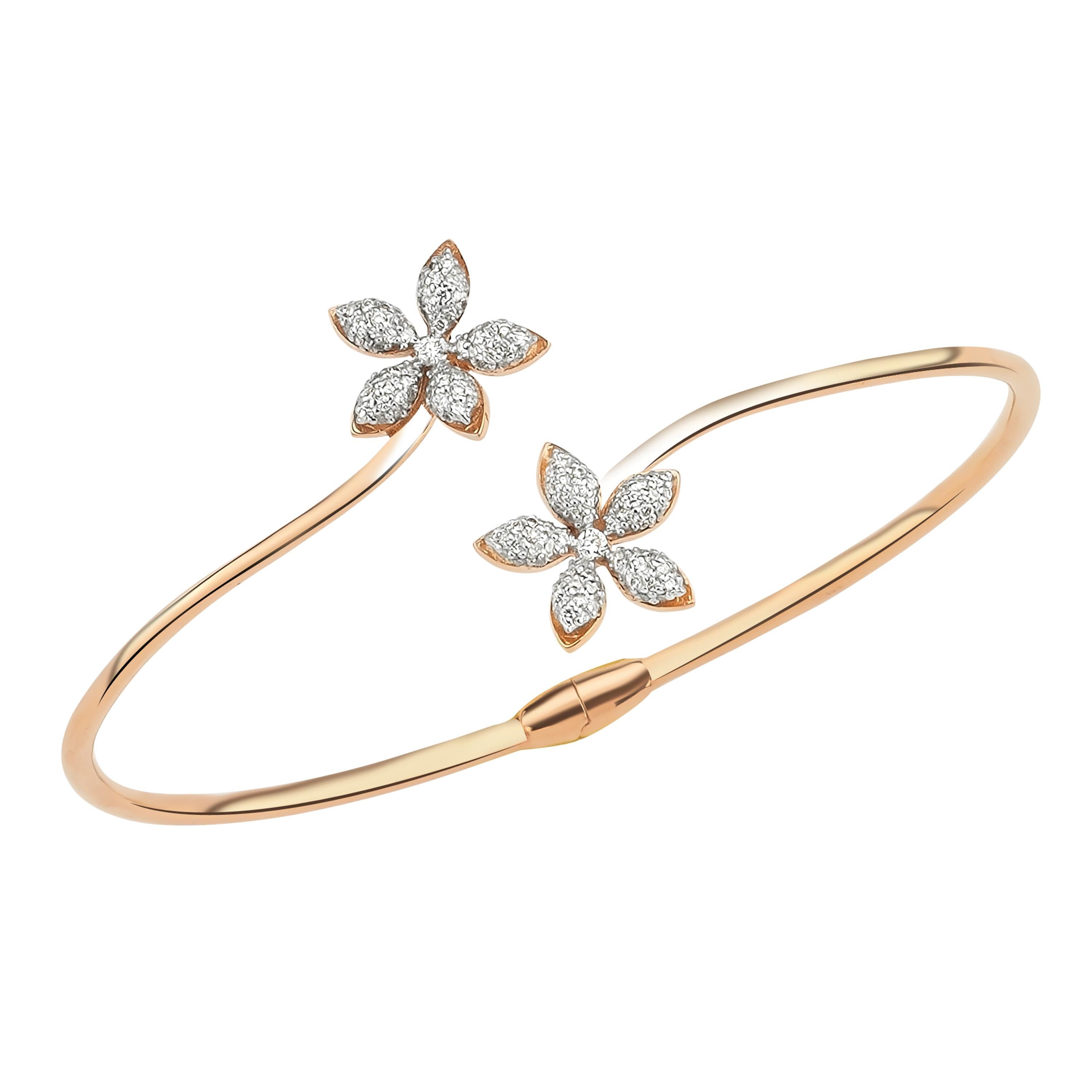 Bee Goddess Rose Gold White Diamond Apple Seed Bracelet For Sale