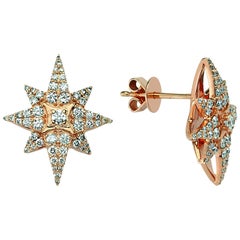 Bee Goddess Rose Gold White Diamond Venus Star Earrings