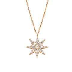 Bee Goddess Rose Gold White Diamond Venus Star Necklace