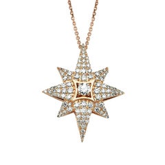 Bee Goddess Rose Gold White Diamond Venus Star Necklace