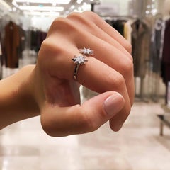 Bee Goddess White Gold White Diamond Venus Star Ring