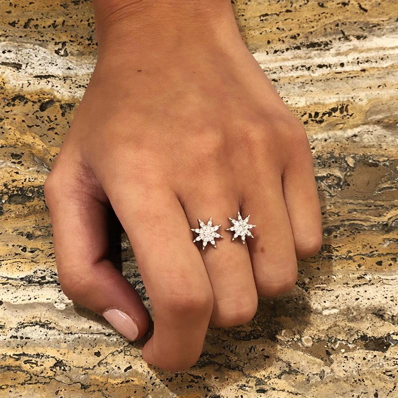 Women's Bee Goddess White Gold White Diamond Venus Star Ring For Sale
