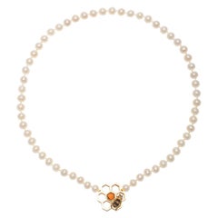 DELFINA DELETTREZ Bee Hive 18 Karat Gold Pearl Necklace