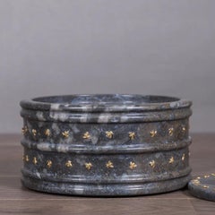 Bee Motif Candy Dish – Grey and Black Marble