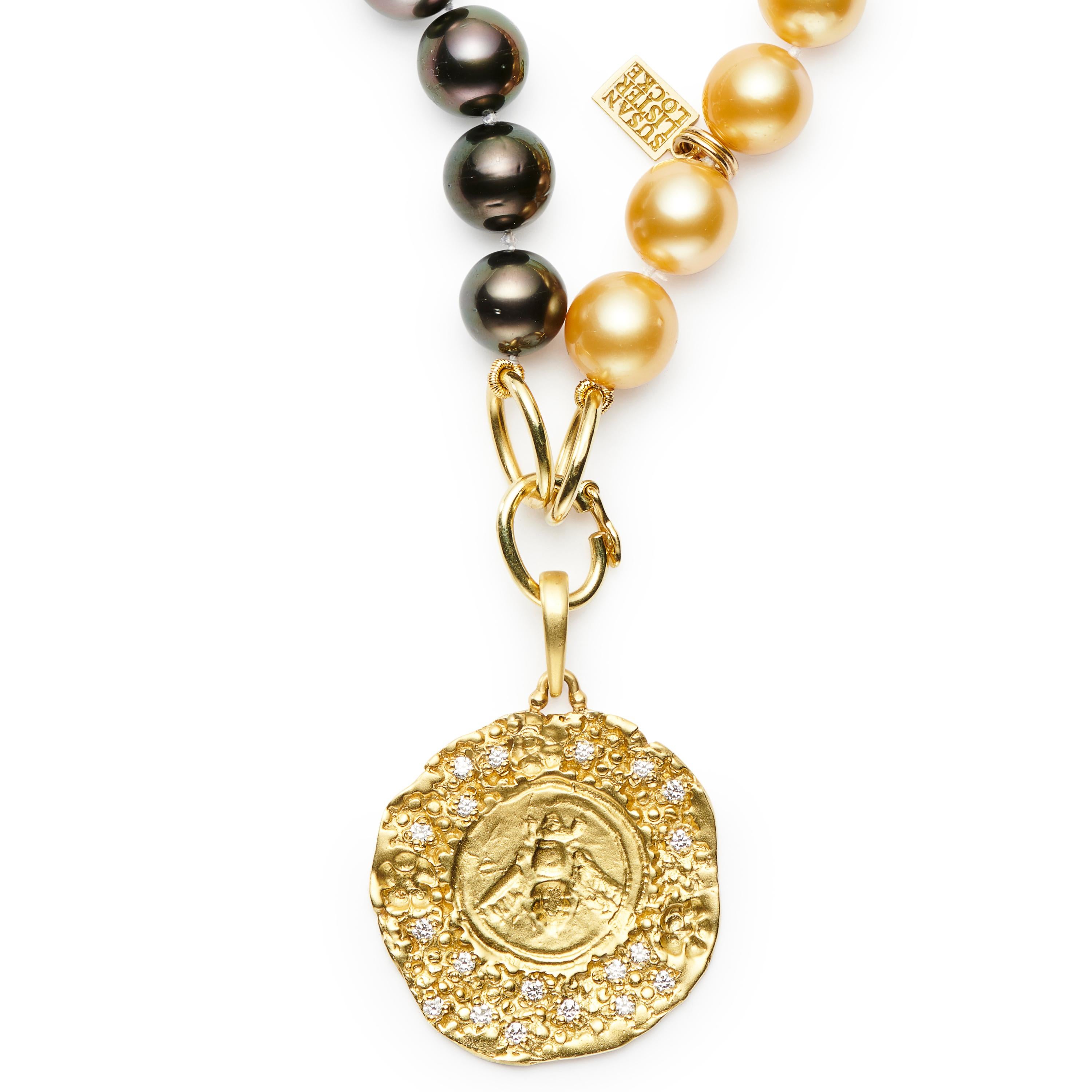 Contemporary Susan Lister Locke Bee Pendant in 18 Karat Yellow Gold with Diamonds For Sale