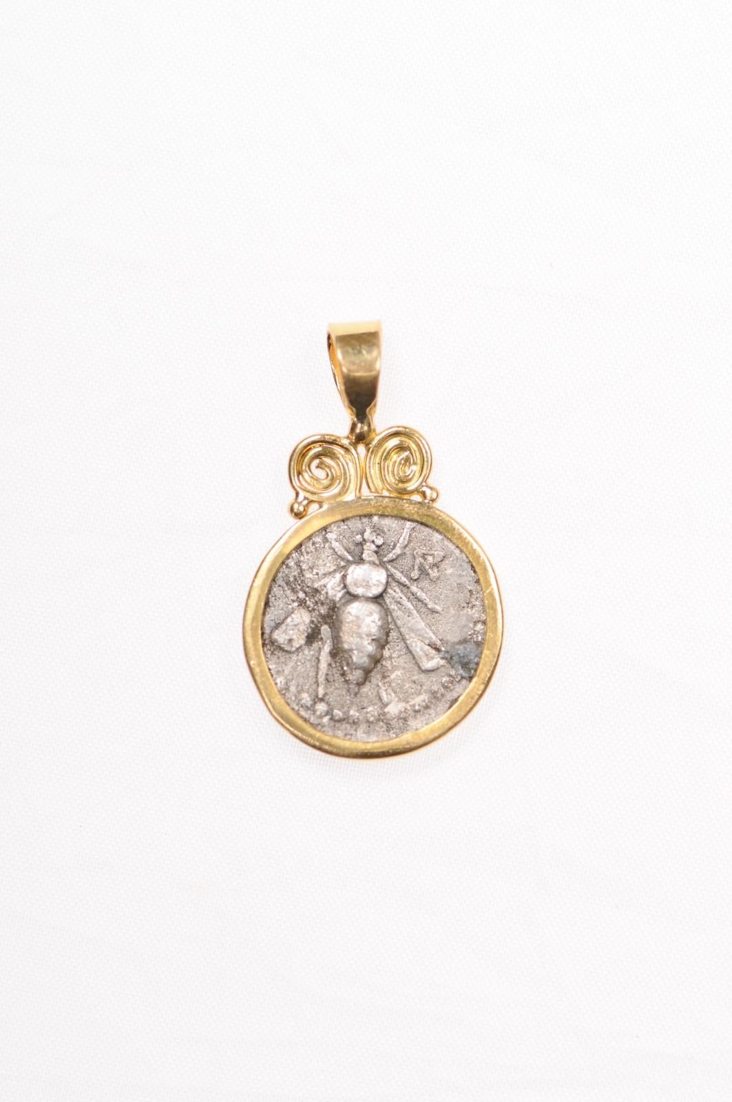 Classical Greek Bee Pendent w/ Gold Swirl Motif (pendant only) For Sale