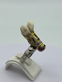 Bee Ring Diamond Ruby Sapphire Silver