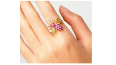 Bee Shape Ruby Diamond Ring 14 Karat Yellow Gold