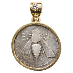 Antique Bee & Stag Tetradrachm with Diamond & 18K