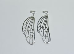 Bee Wing a Pair of Clip-on Earring, Sterling Silver