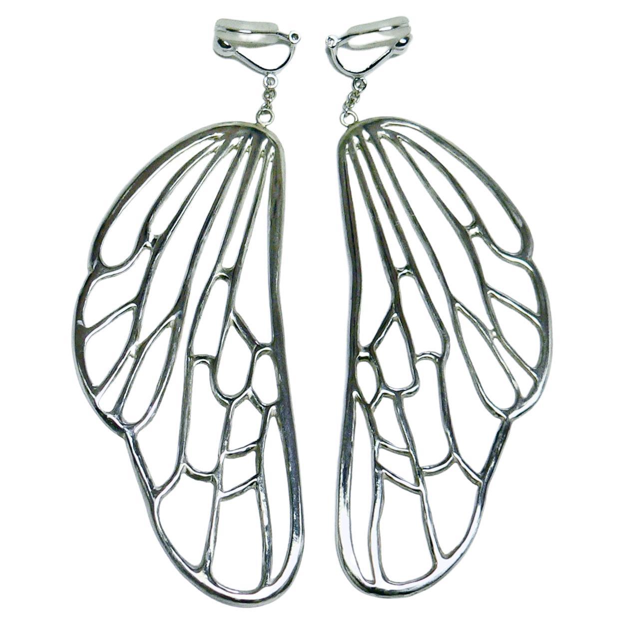 Bee Wing a Pair of Clip-on Earring, Sterling Silver For Sale
