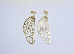 Bee Wing a Pair of Clip-on Earring, Sterling Silver with 18 Karat Gold-Plated