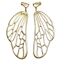 Paire de boucles d'oreilles à clip en argent sterling et plaqué or 18 carats avec aile d'abeille