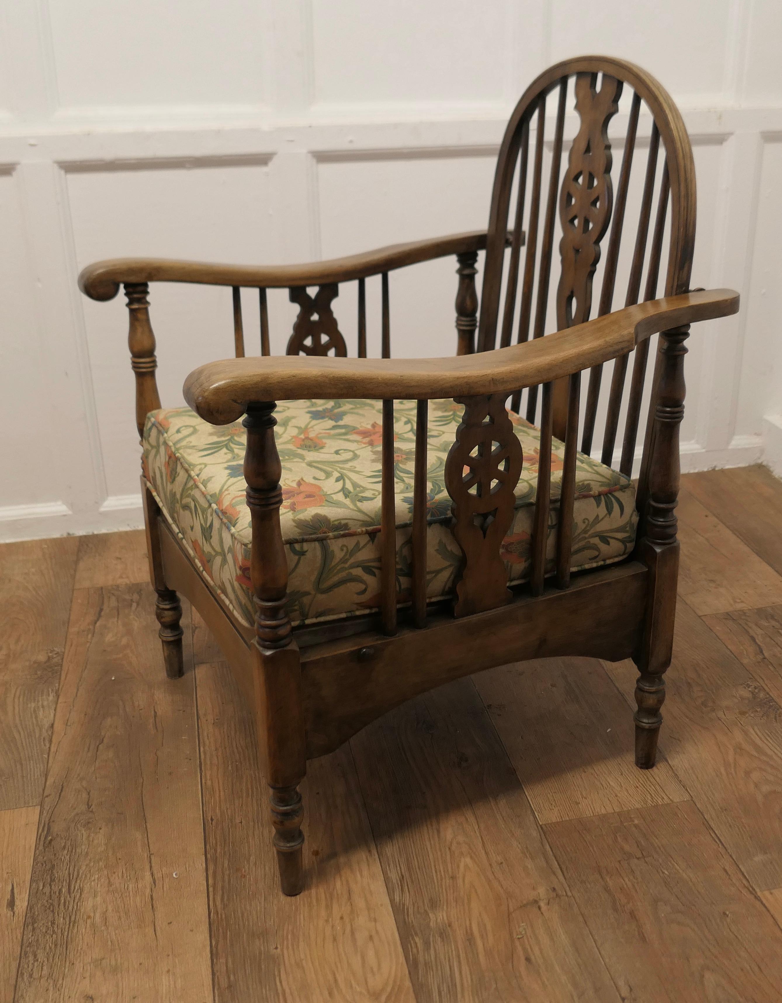 Mid-20th Century Beech and Ash Wheel Back Reclining Chair    For Sale
