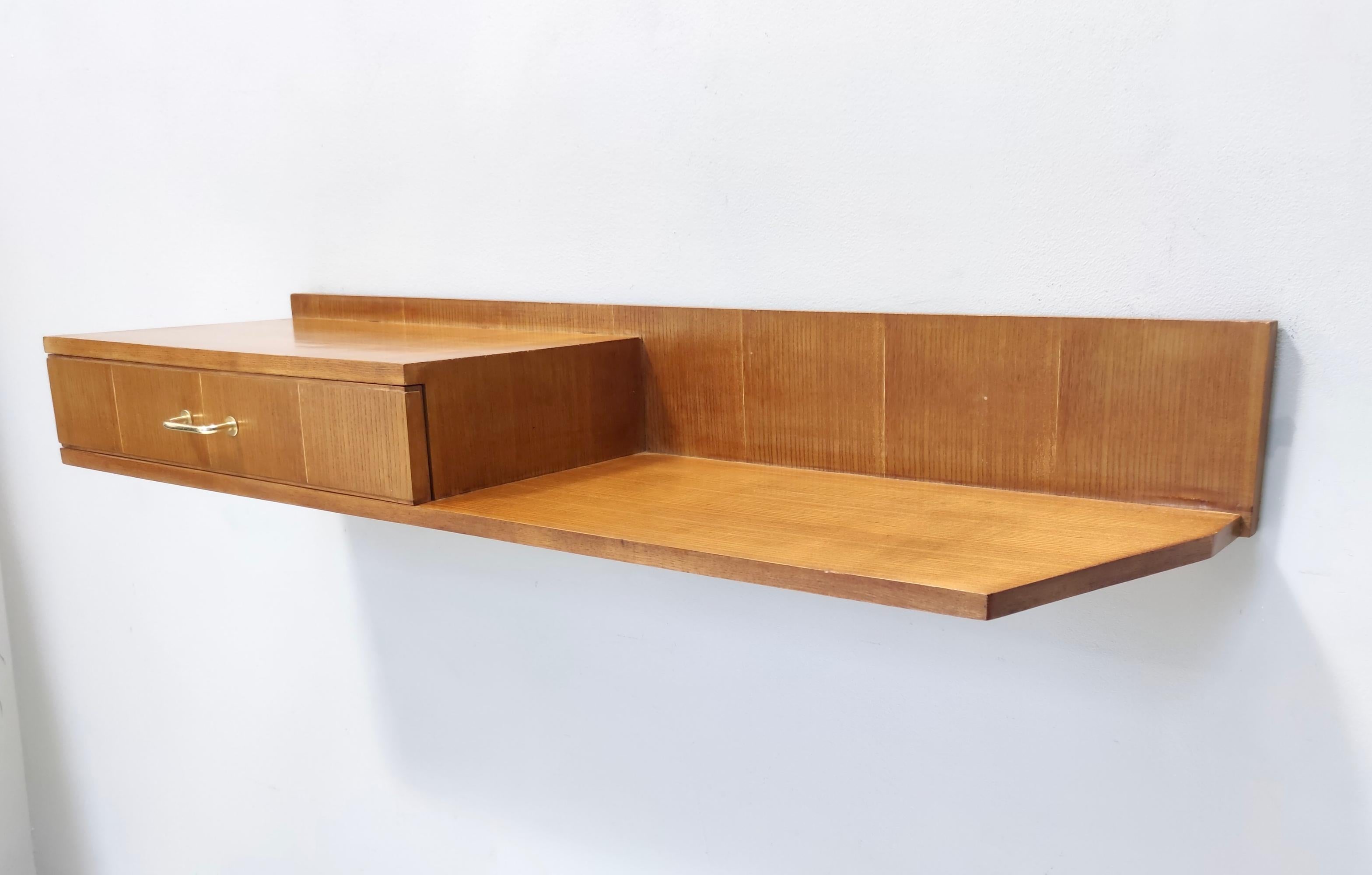 Mid-20th Century Beech and Durmast Wall-Mounted Console Table in the Style of Ico Parisi, Italy For Sale