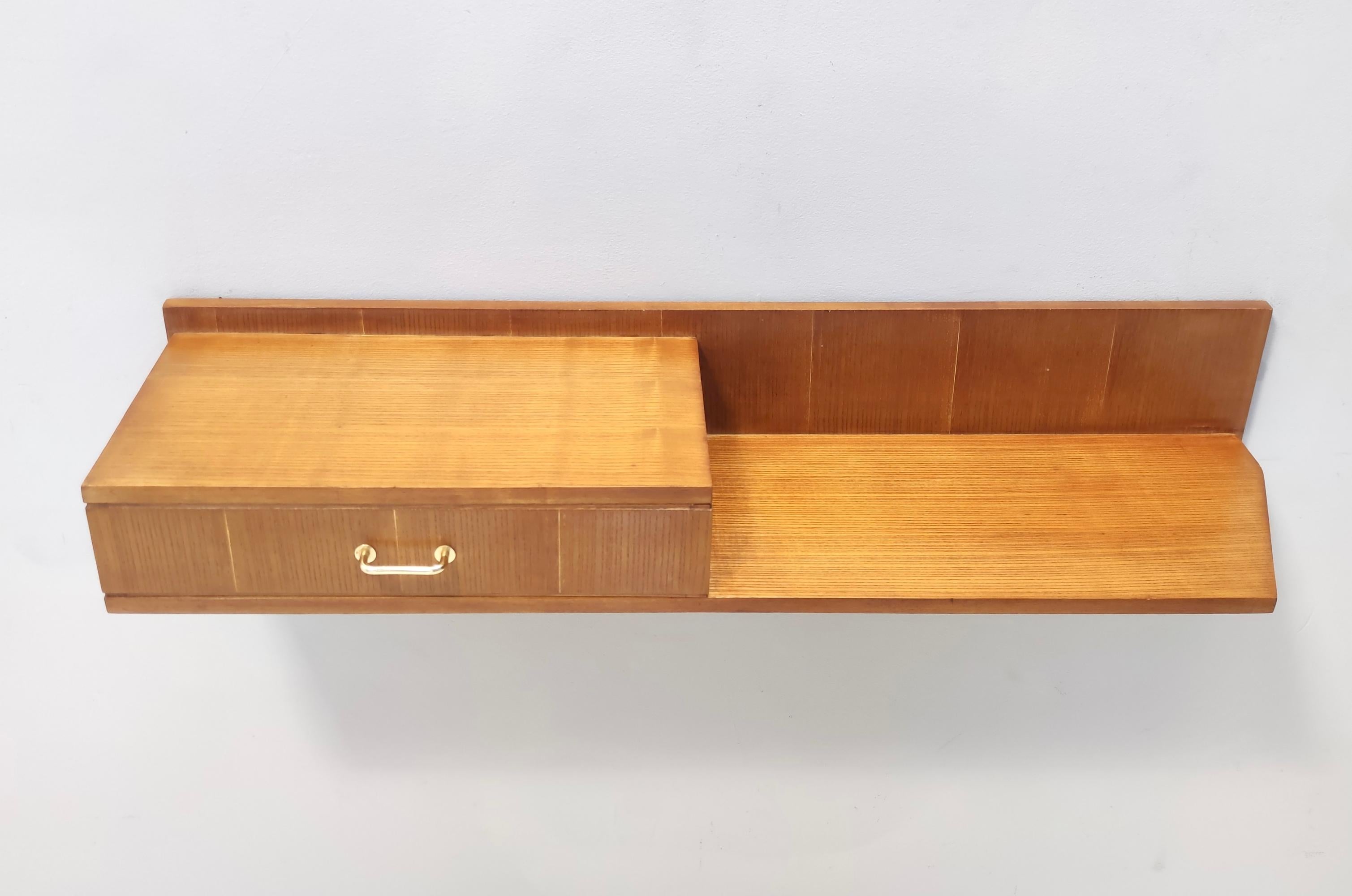 Beech and Durmast Wall-Mounted Console Table in the Style of Ico Parisi, Italy For Sale 2