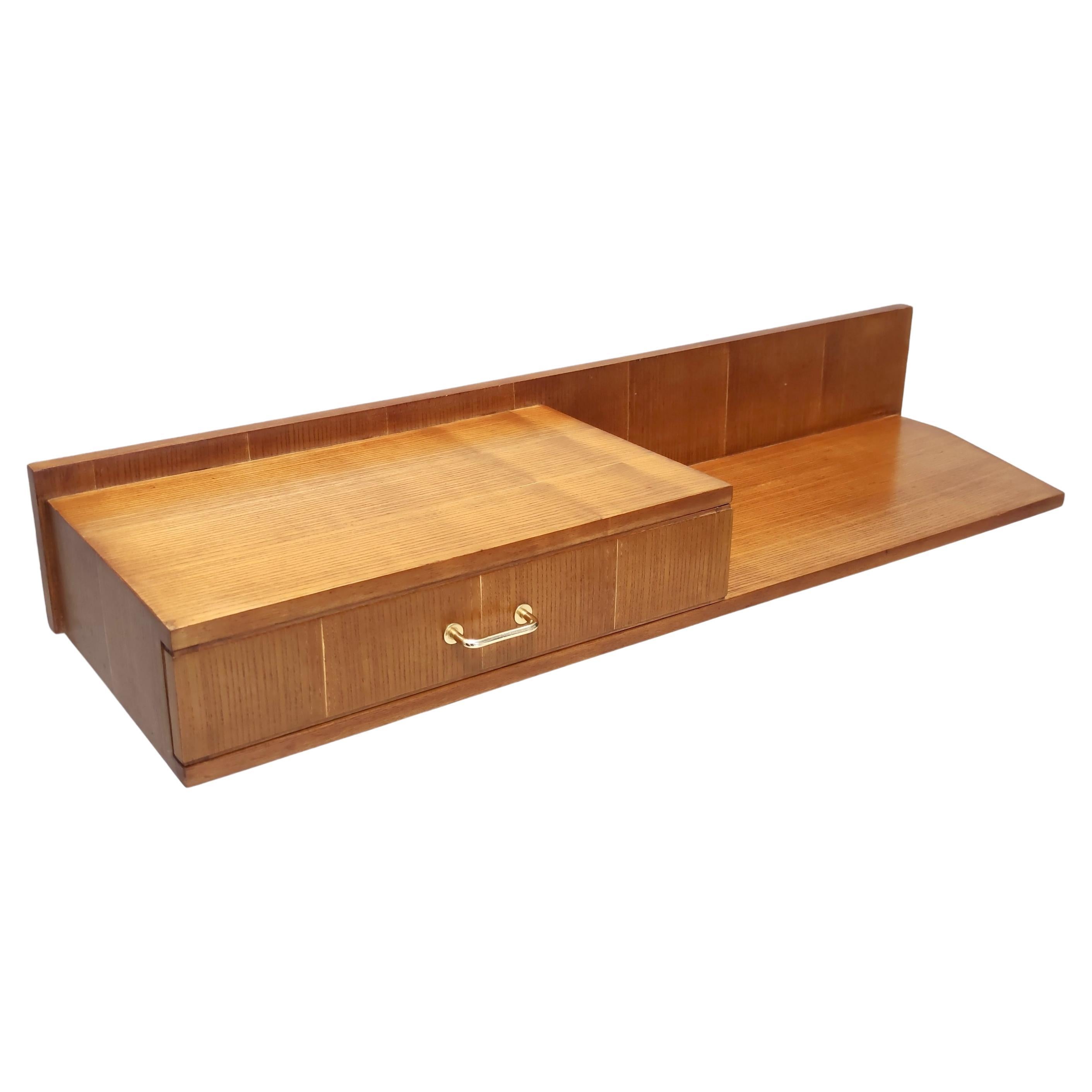 Beech and Durmast Wall-Mounted Console Table in the Style of Ico Parisi, Italy