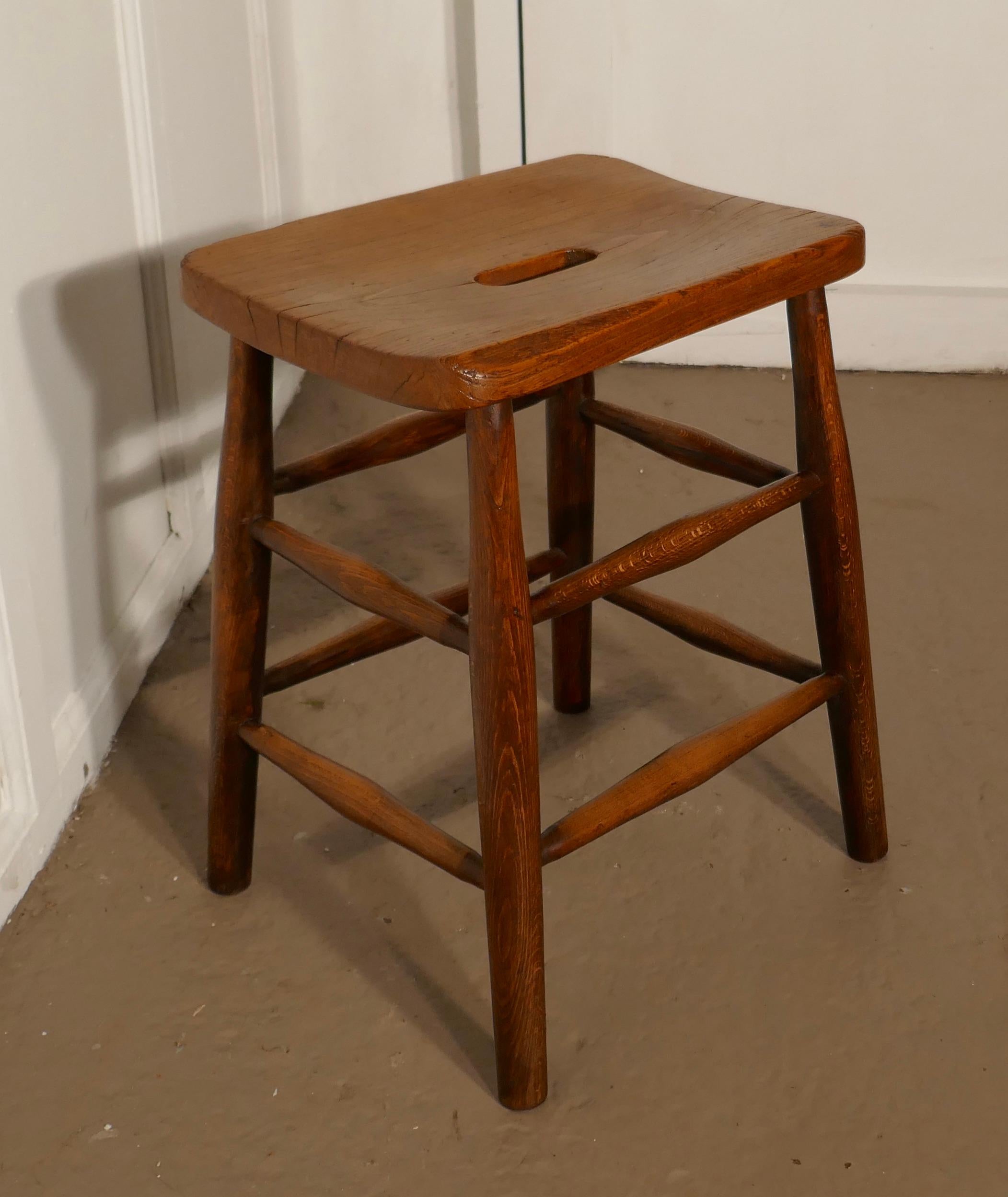 Country Beech and Elm Farmhouse Kitchen Stool For Sale