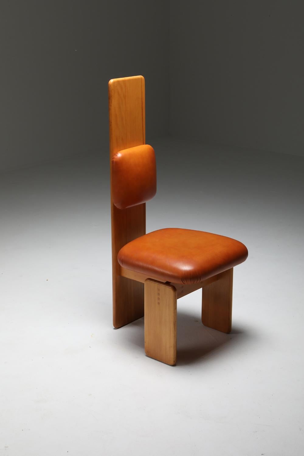 Beech and Leather Dining Chairs by Mario Marenco, Italy, 1970s For Sale 9