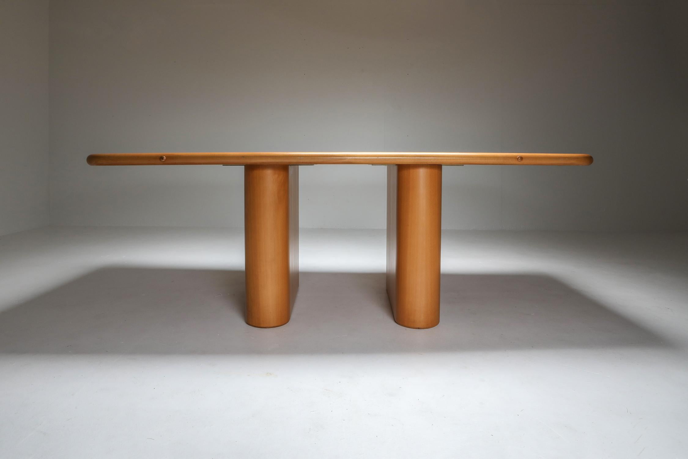 Beech and Leather Dining Room Set by Mario Marenco, Italy, 1970s For Sale 8