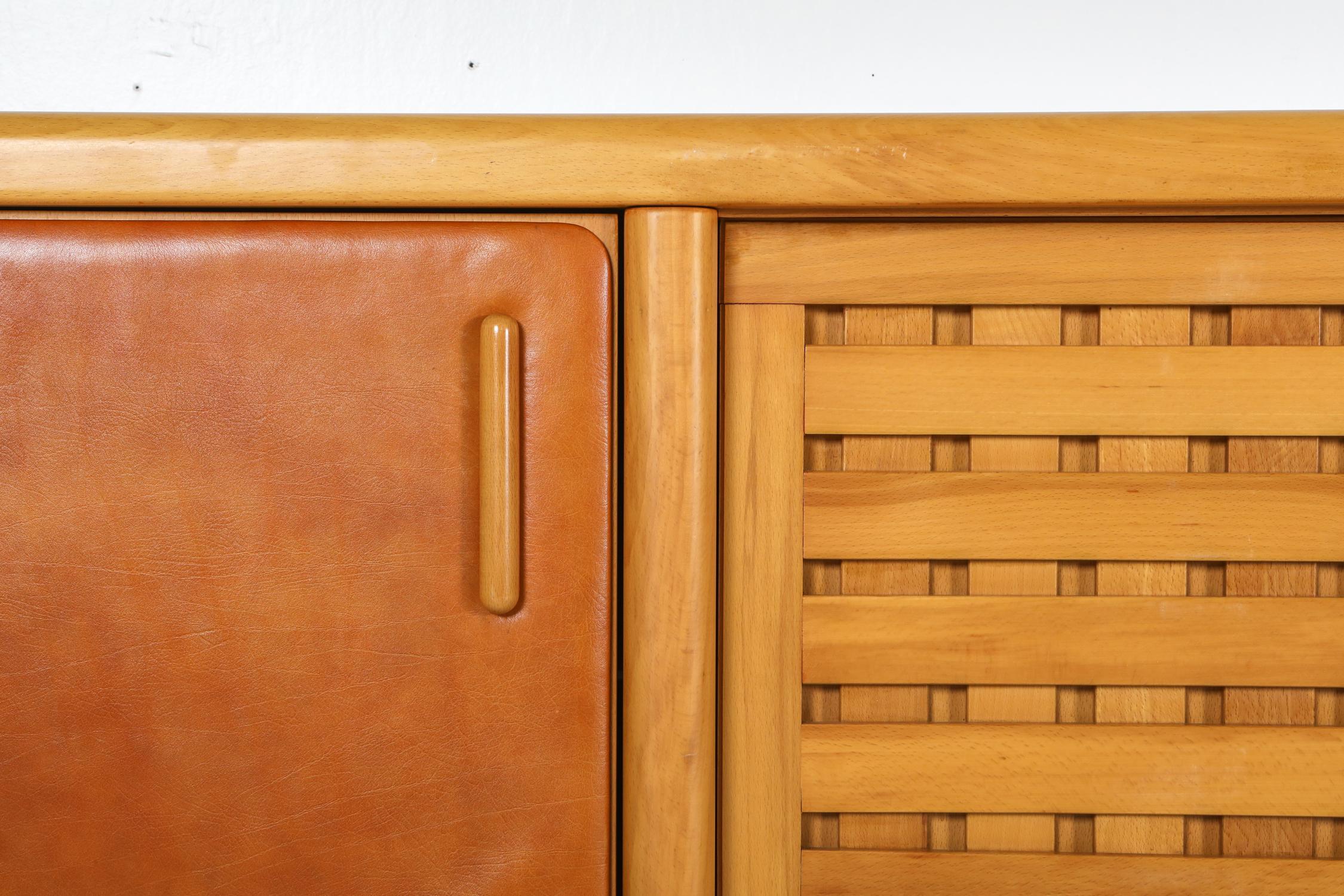 Beech and Leather Sideboard by Mario Marenco, Italy 4