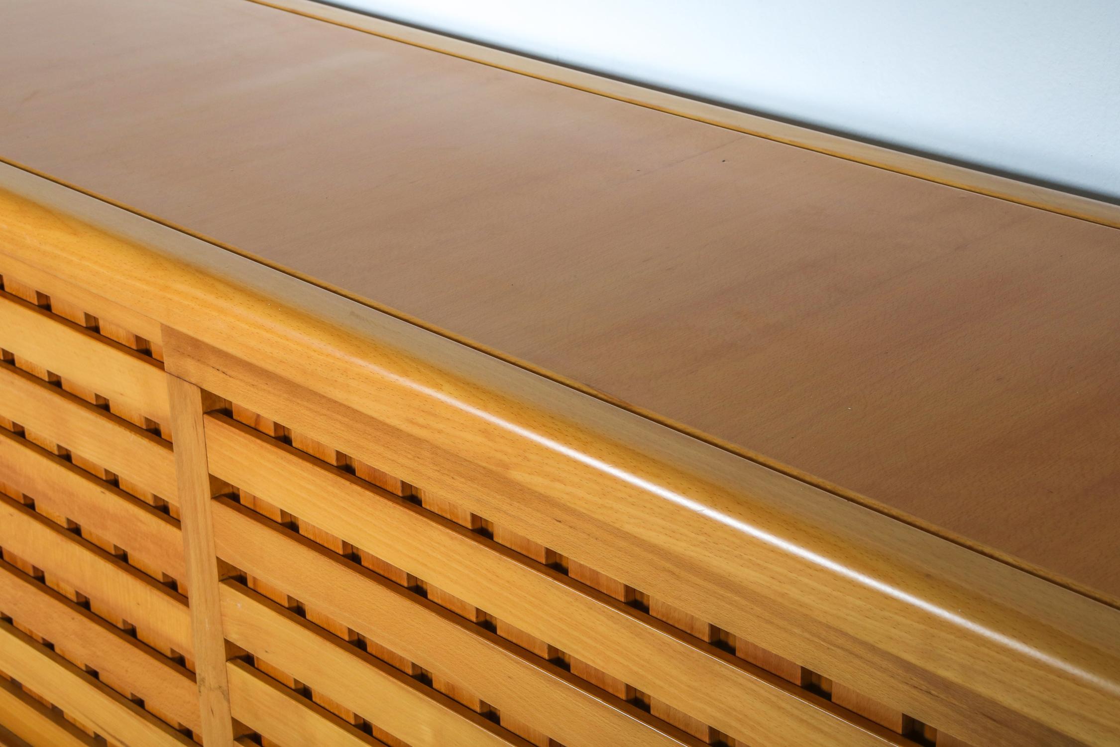 Beech and Leather Sideboard by Mario Marenco, Italy 6
