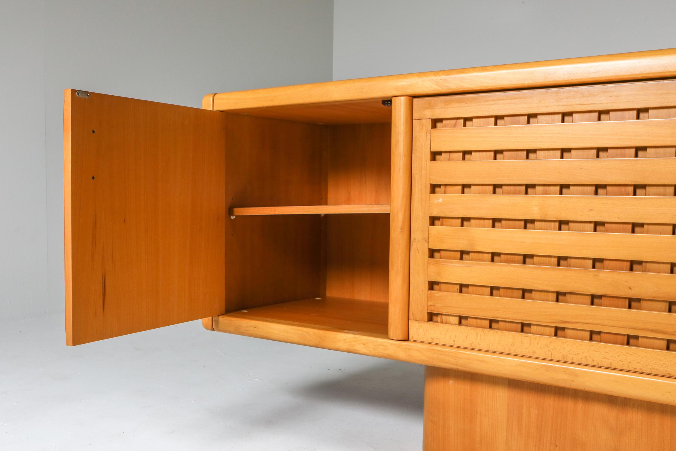 Beech and Leather Sideboard by Mario Marenco, Italy 1