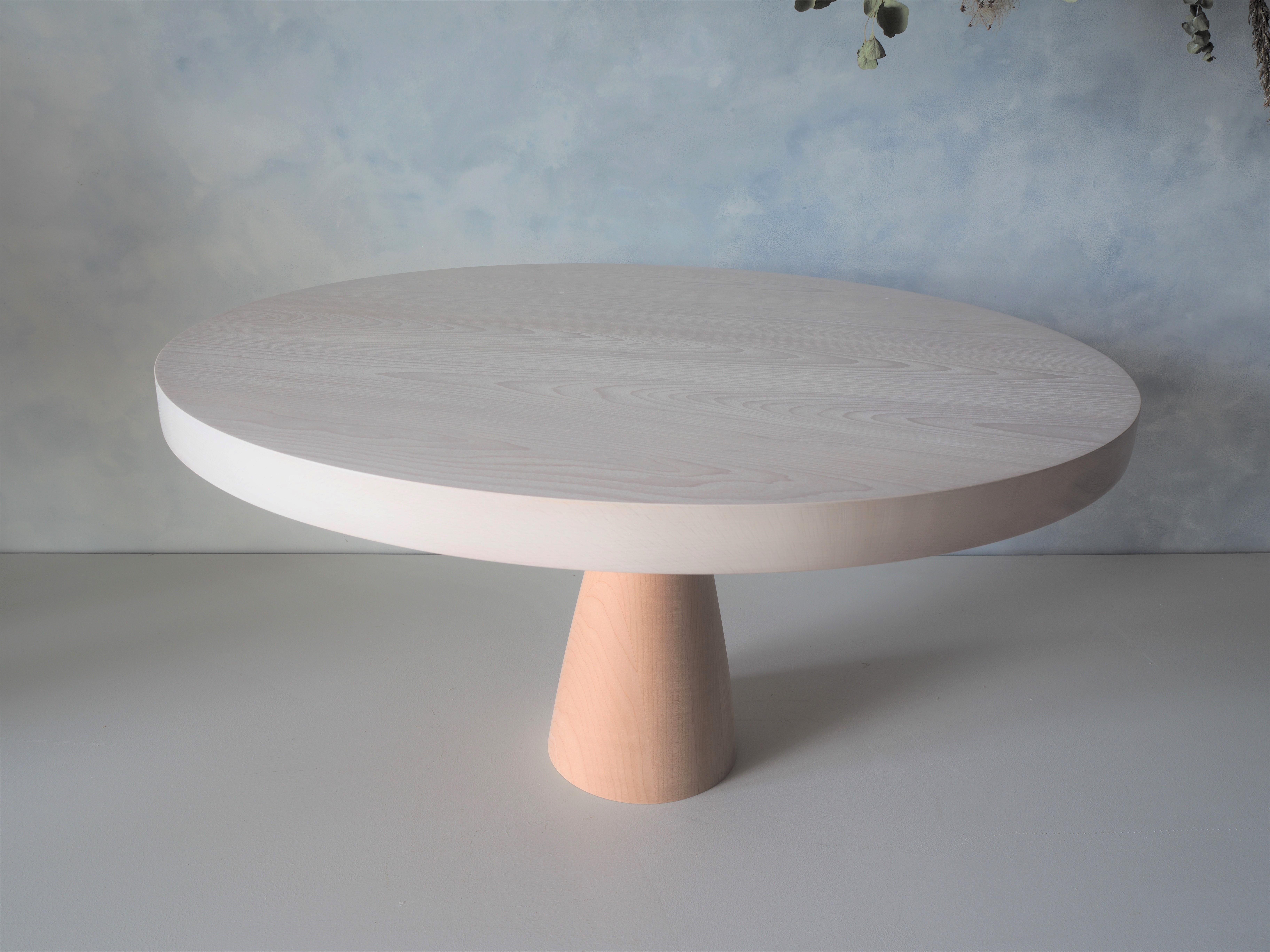Beech and Maple Round Coffee Table by MSJ Furniture Studio In New Condition For Sale In Vancouver, BC