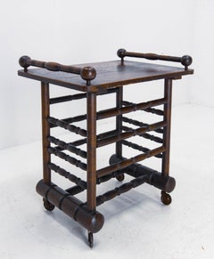 Beech and Oak Cart Drinks Cocktail Table Trolley, France circa 1940