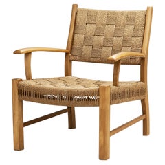 Beech and Papercord Armchair by Frits Schlegel (Attr.), Denmark 1940s