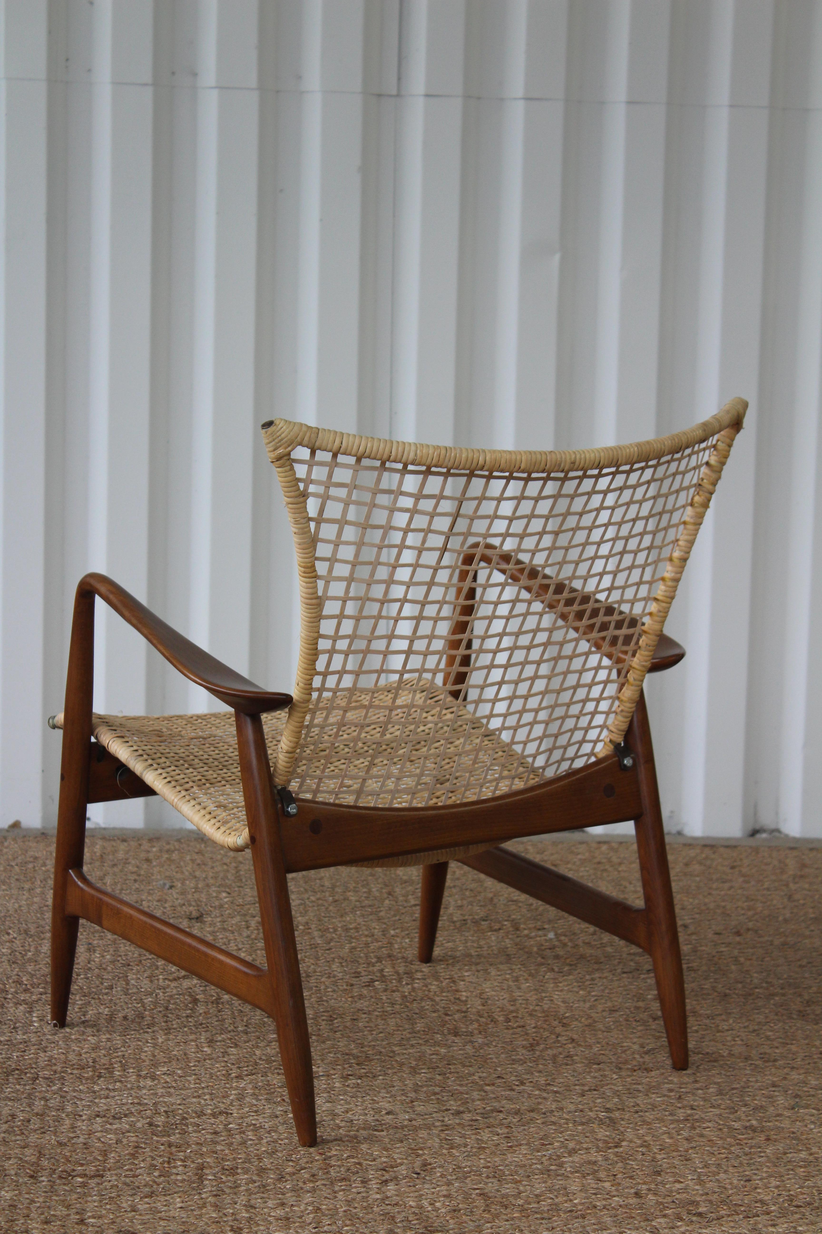 Mid-Century Modern Beech and Rattan Chair by Kofod-Larsen, Denmark, 1950s