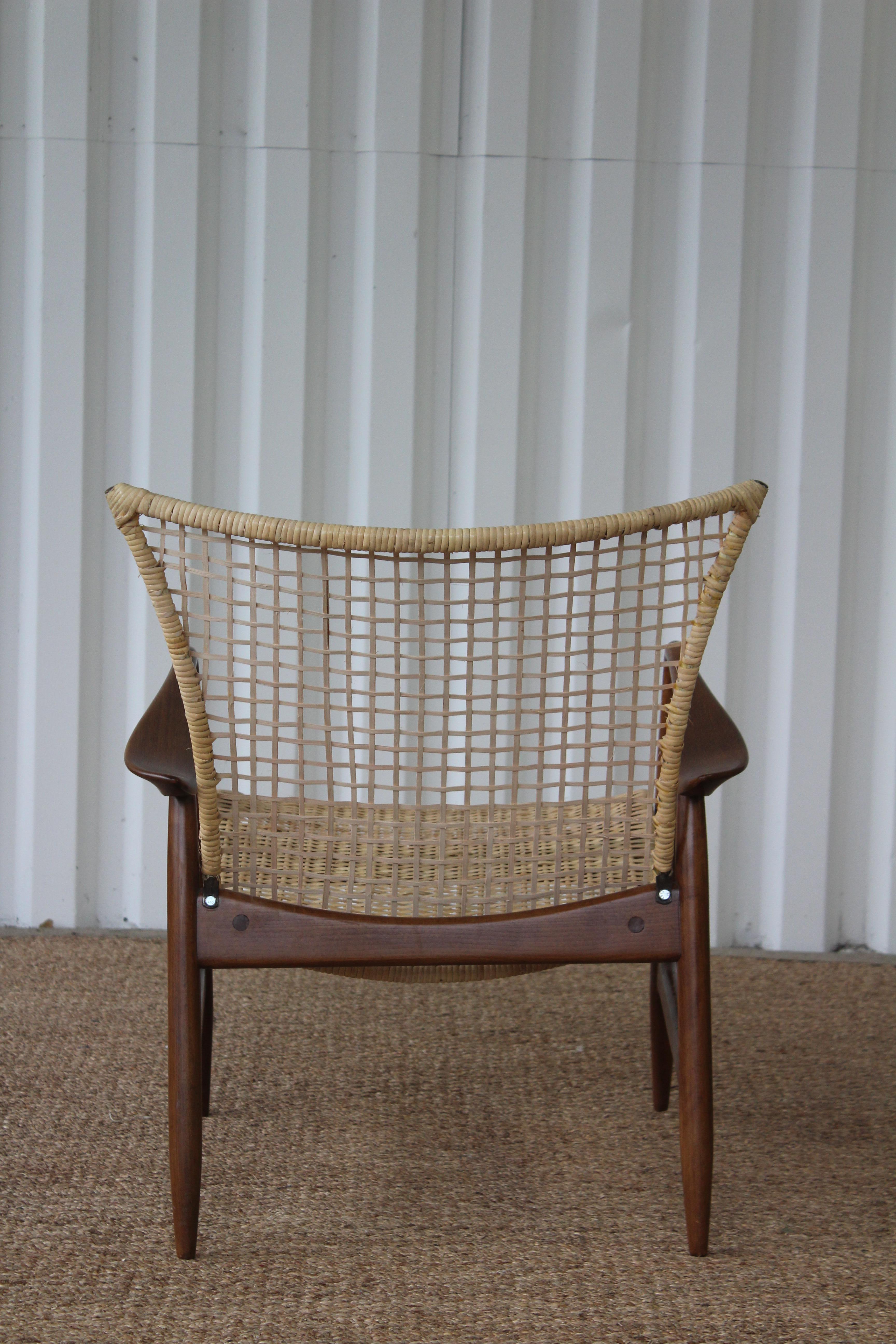 Danish Beech and Rattan Chair by Kofod-Larsen, Denmark, 1950s