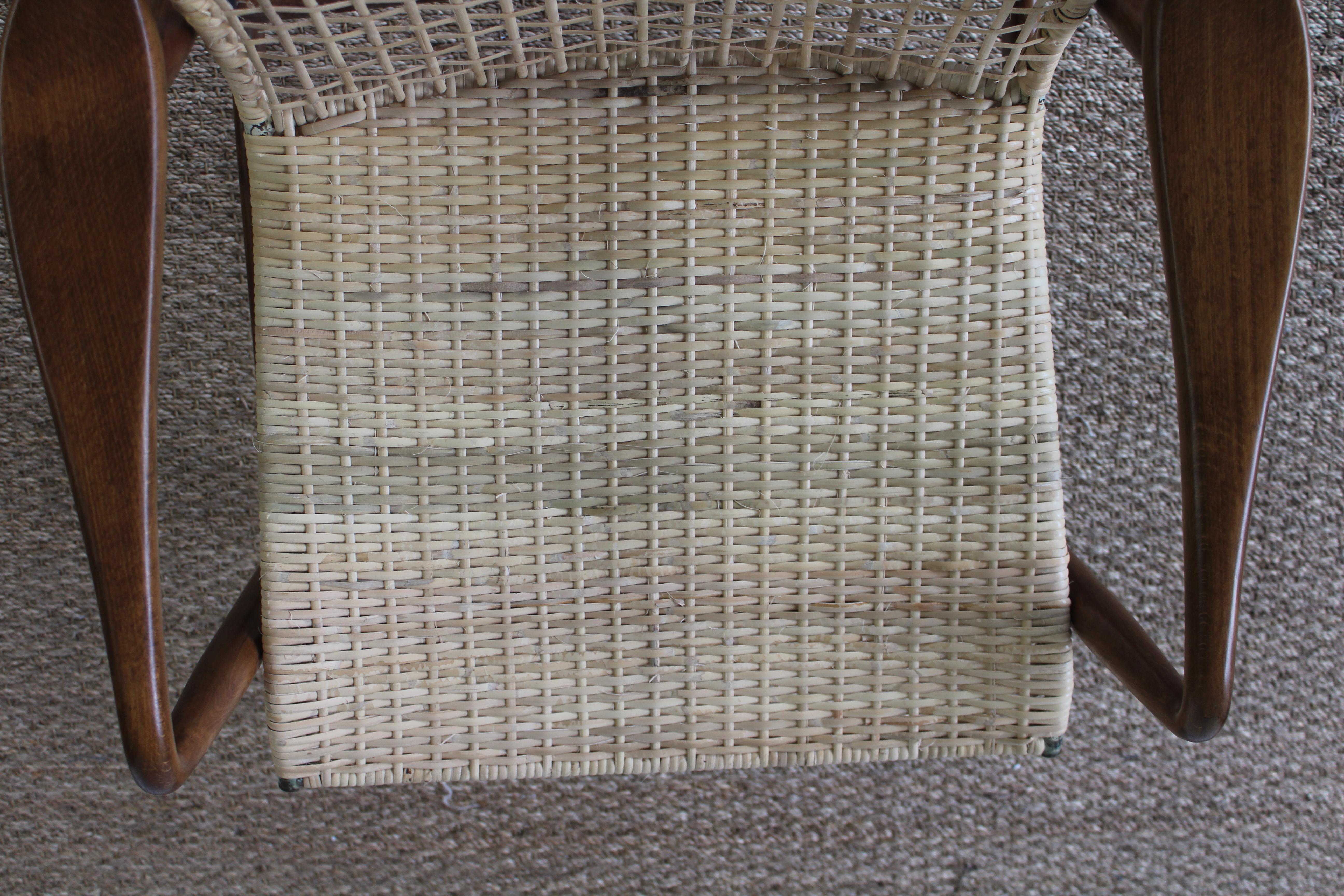 Beech and Rattan Chair by Kofod-Larsen, Denmark, 1950s In Excellent Condition In Los Angeles, CA