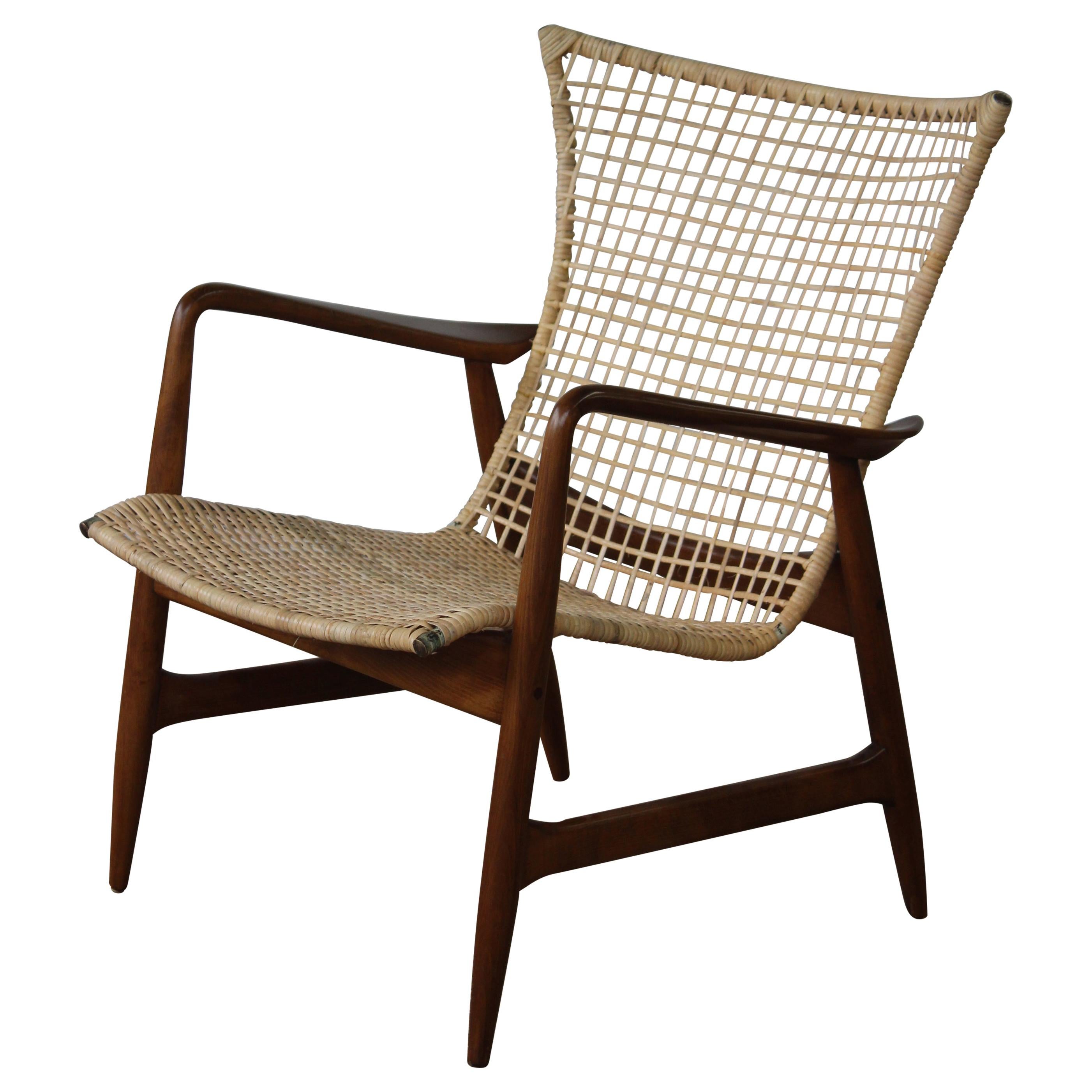 Beech and Rattan Chair by Kofod-Larsen, Denmark, 1950s