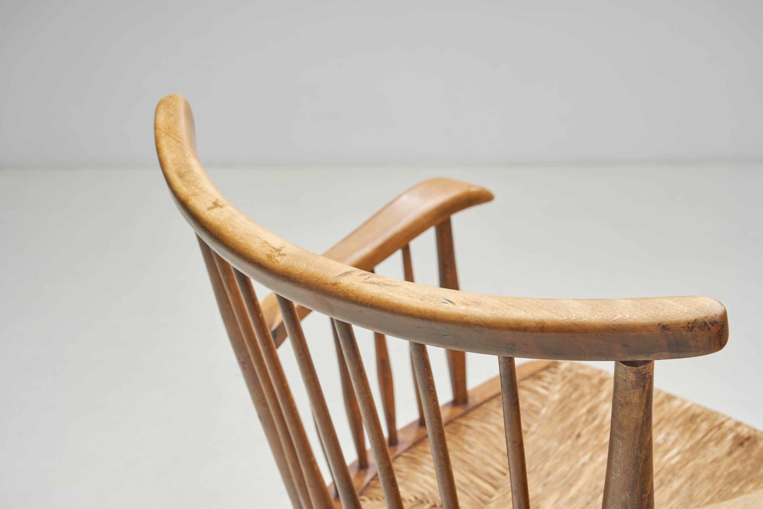 Beech and Reed Armchair by Arno Lambrecht for WK Möbel, Germany 1950s For Sale 5