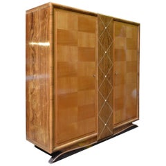 Beech and Rosewood Scandinavian Art Deco Cabinet, 1940s