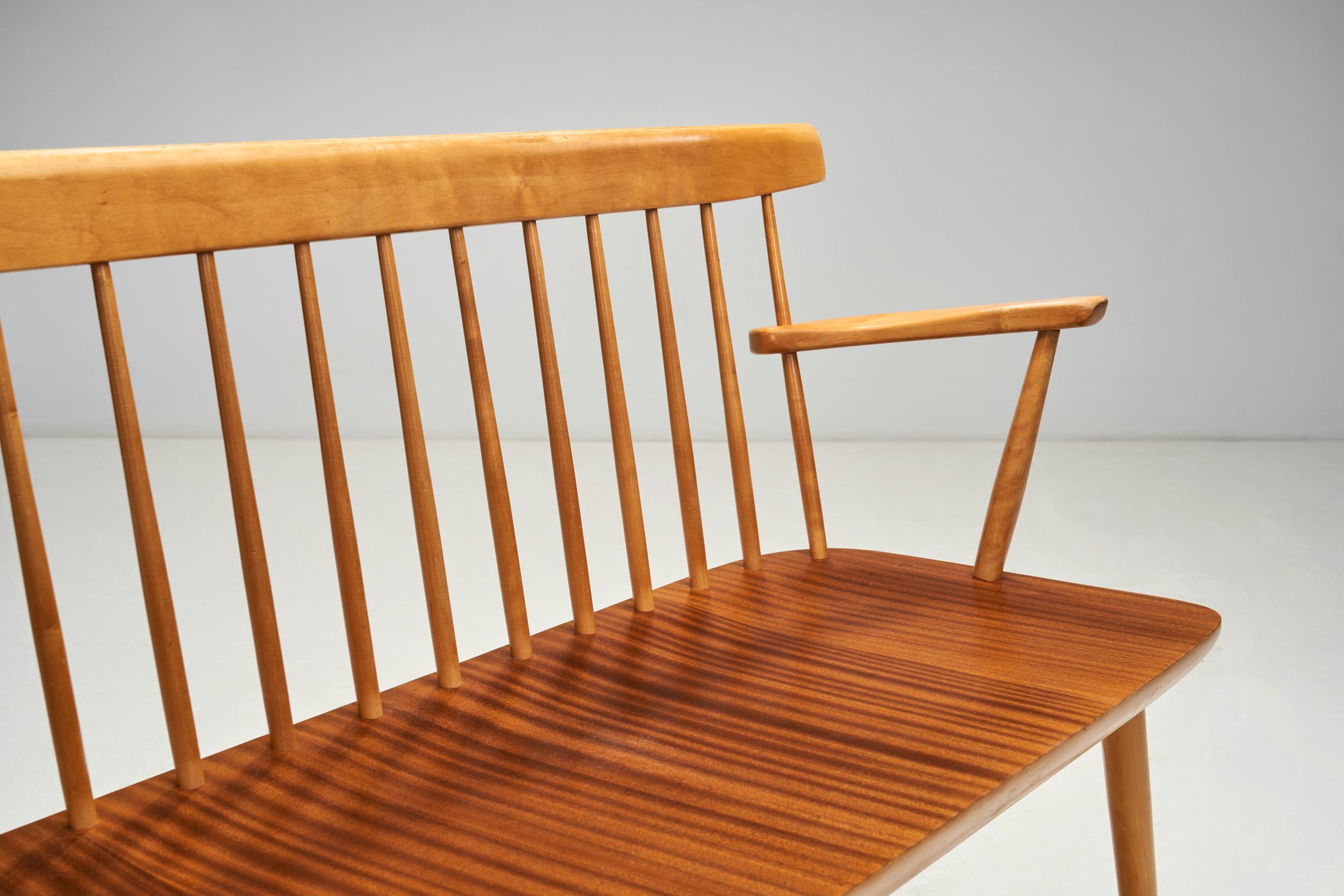 Faggio Panchina in legno di Beeche e Teak, Europa, metà del XX secolo in vendita