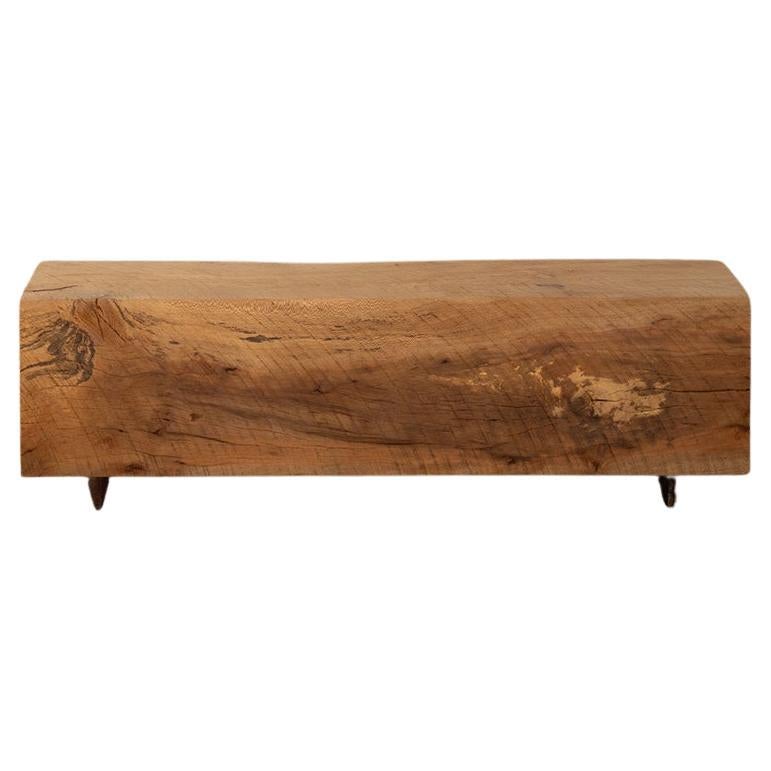 Beech Beam Bench 5' Long Solid Wood + Corten Steel by Alabama Sawyer