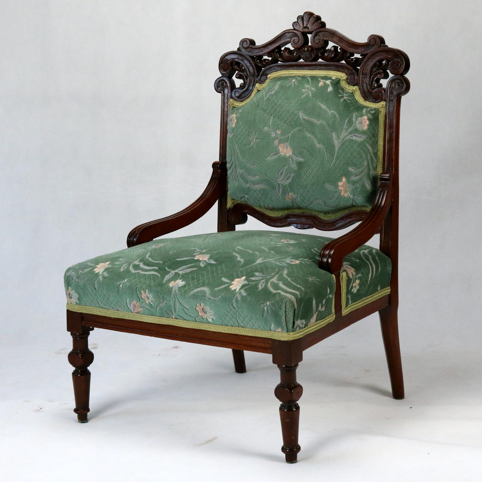 Renaissance Revival Beech Carved Armchairs, Late 19th Century