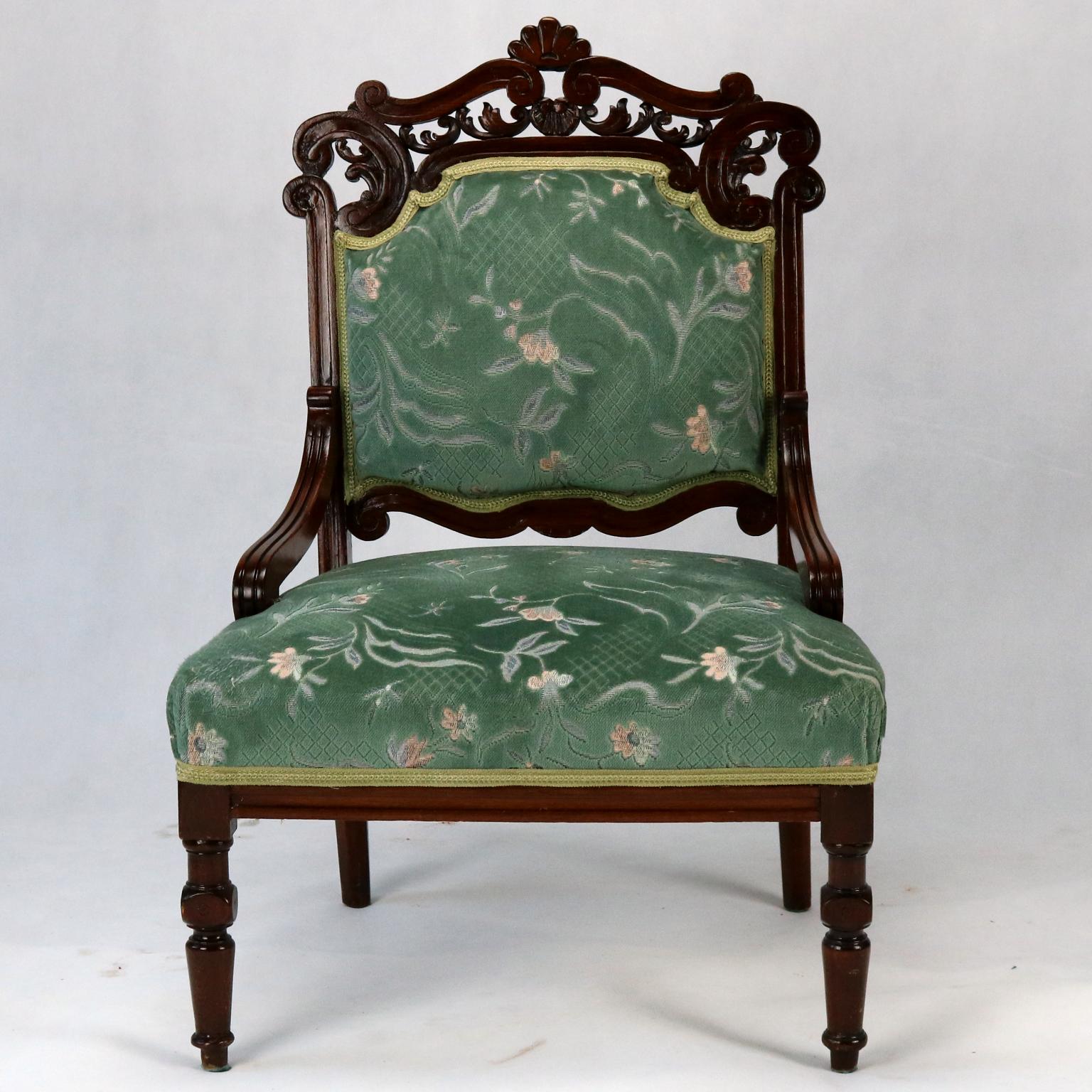 Austrian Beech Carved Armchairs, Late 19th Century