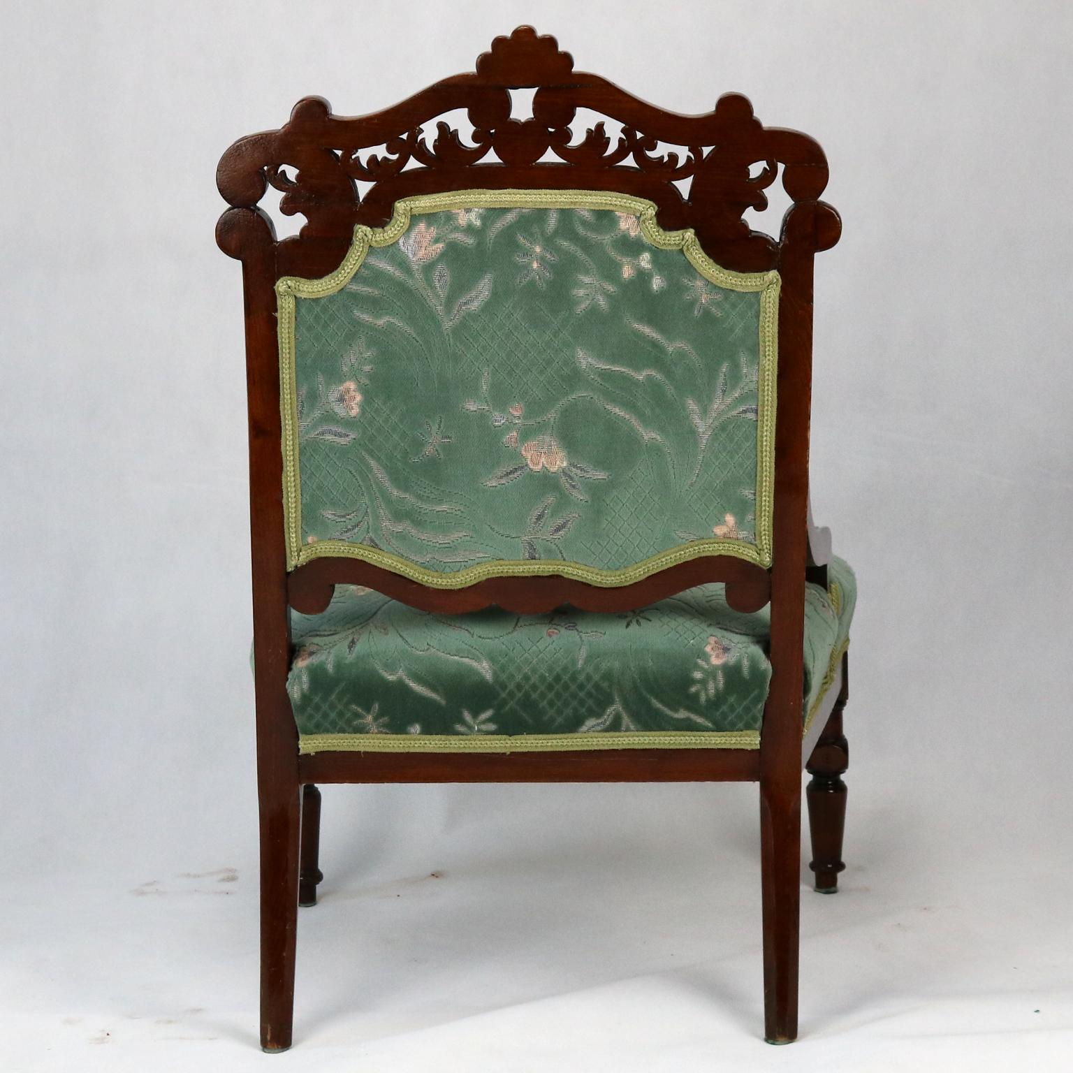 Beech Carved Armchairs, Late 19th Century 1