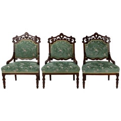 Beech Carved Armchairs, Late 19th Century