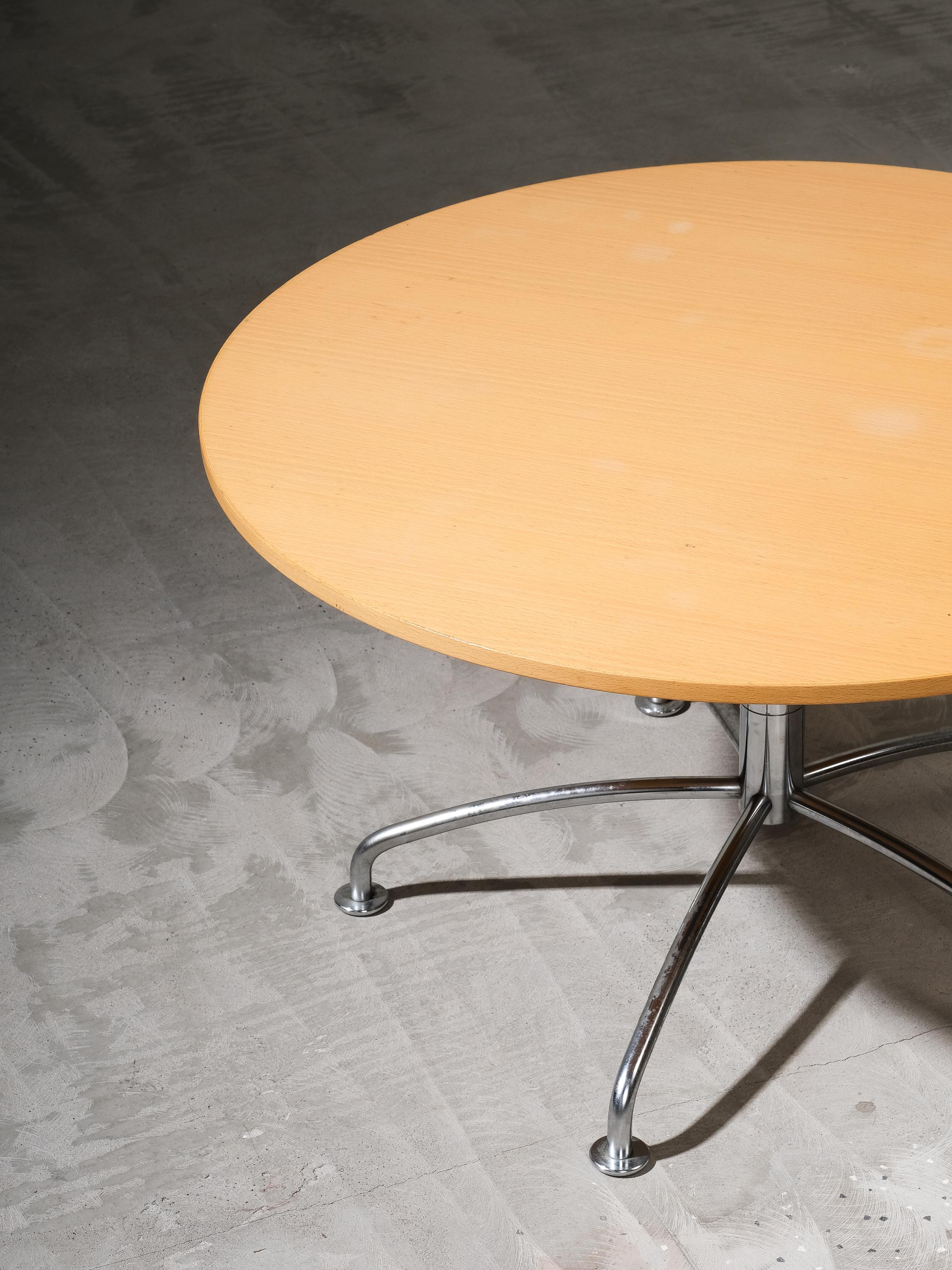 Danish Beech & Chrome Round Coffee Table by Jens Ammundsen for Fritz Hansen, 1990s For Sale