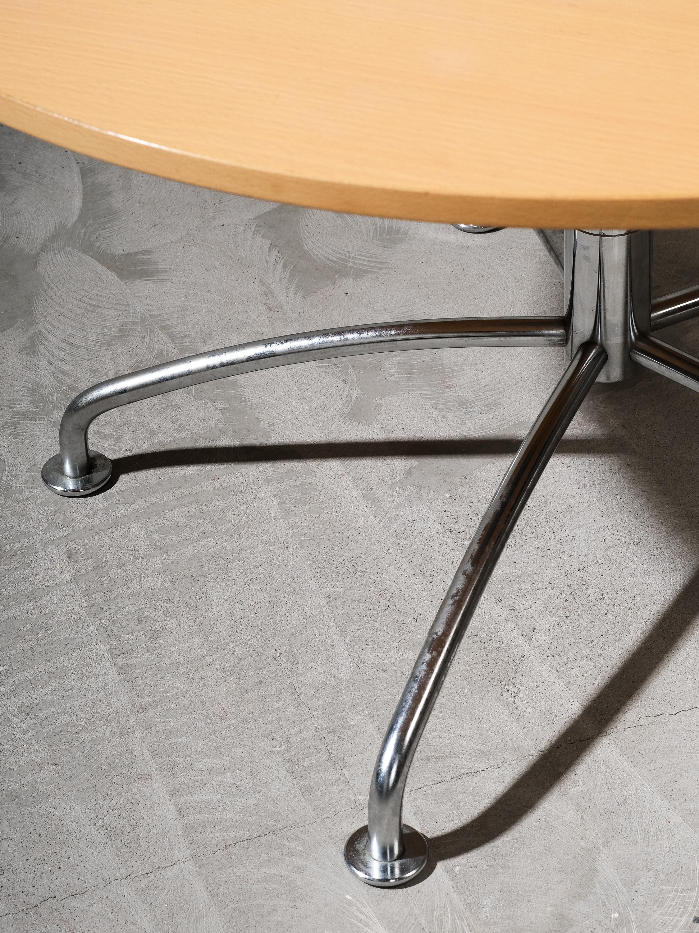 Late 20th Century Beech & Chrome Round Coffee Table by Jens Ammundsen for Fritz Hansen, 1990s For Sale