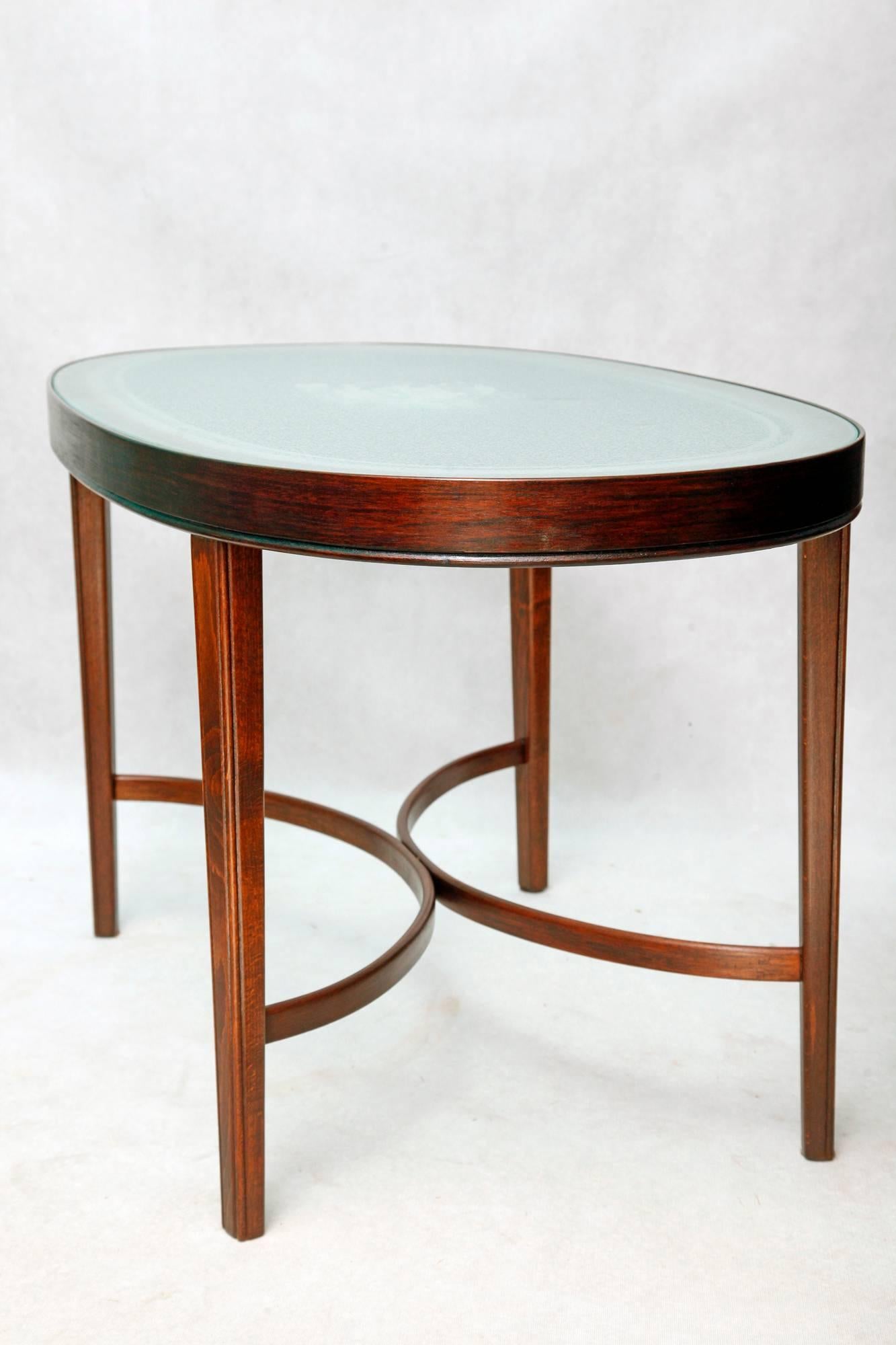 Danish Beech Coffee Table with a Glass Top, Denmark, 1940s For Sale