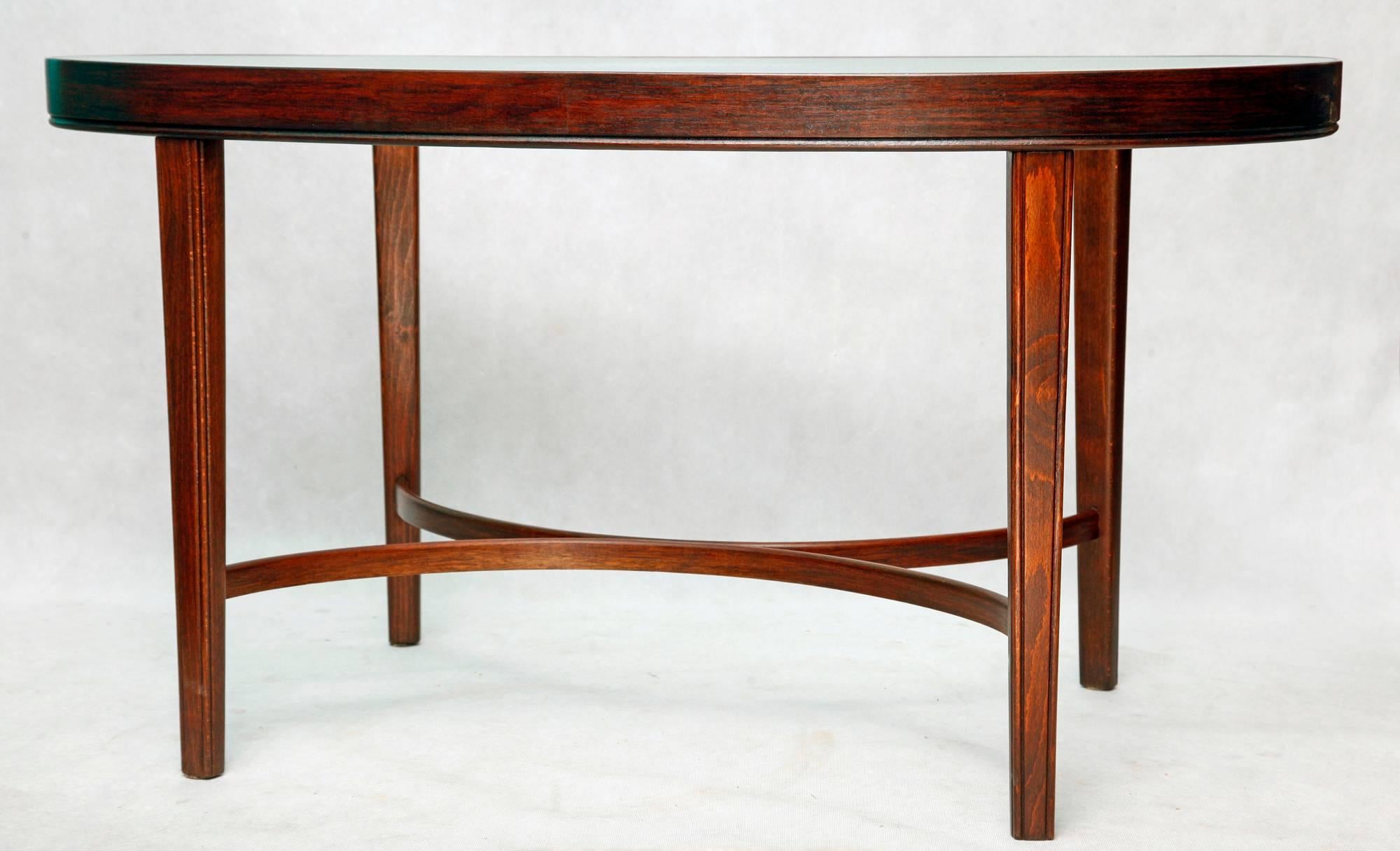 Mid-20th Century Beech Coffee Table with a Glass Top, Denmark, 1940s For Sale