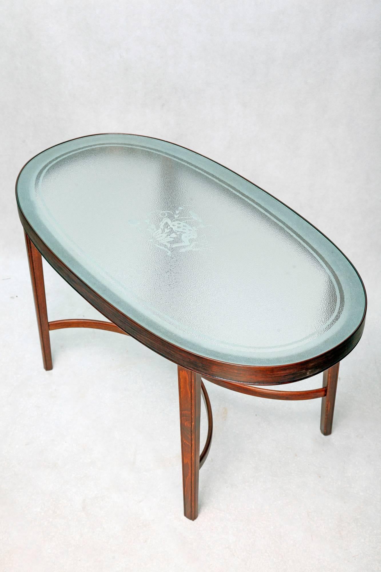 Beech Coffee Table with a Glass Top, Denmark, 1940s For Sale 1