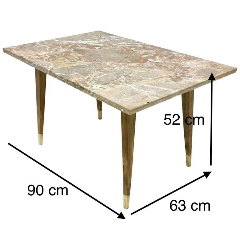 Mid-20th Century Beech Coffee Table with Marble Top in the Style of Gio Ponti, Italy, 1950s