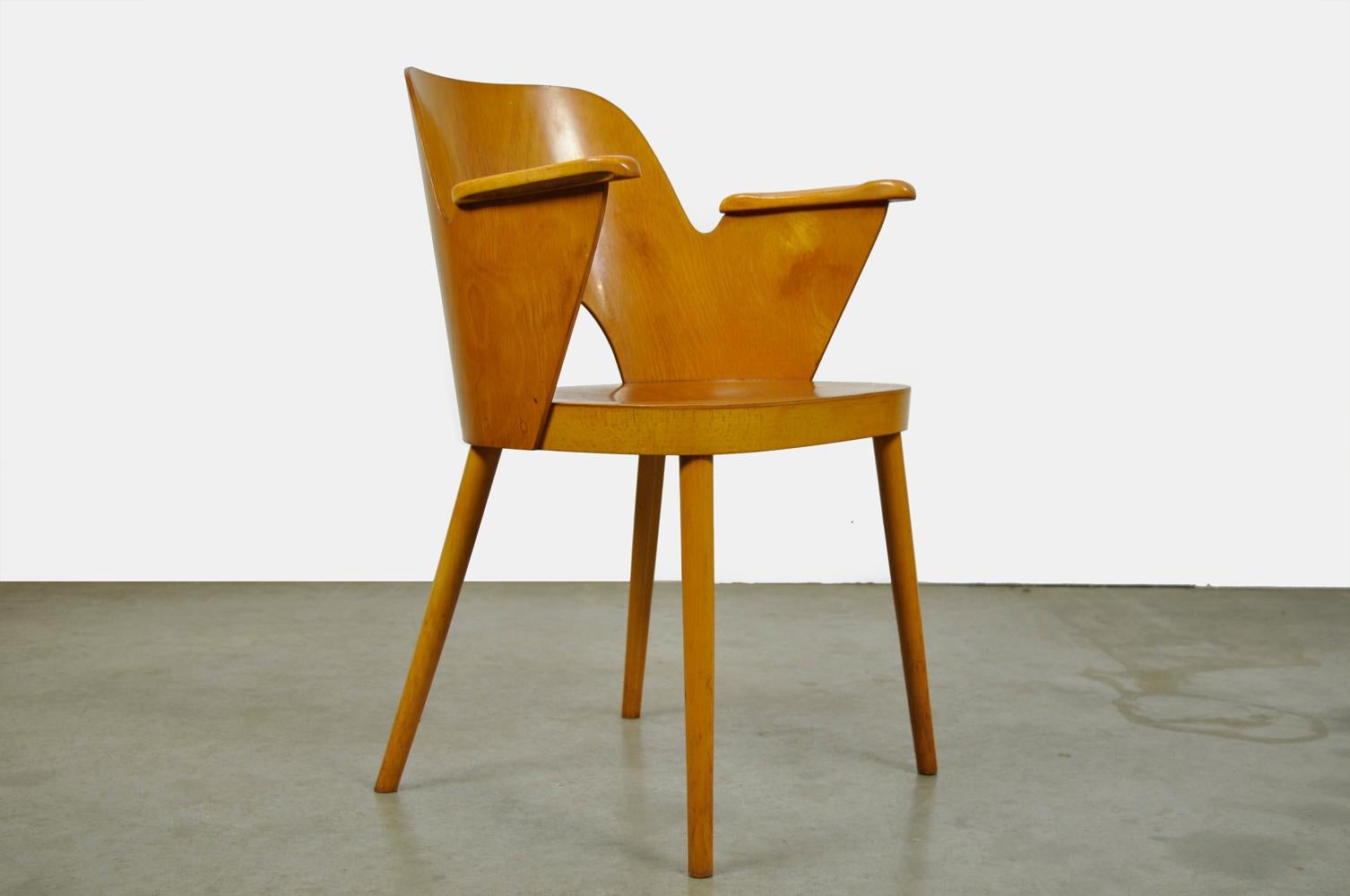 Beech Dining Chairs by Oswald Haerdtl and Produced by Ton 'Thonet' For Sale 11